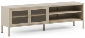 Krémovobiely kovový TV stolík 160x50x35 cm Fayna – Marckeric