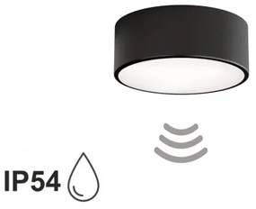 Kúpeľňové stropné svietidlo so senzorom CLEO 1xE27/24W/230V Ø 20 cm IP54 čierne
