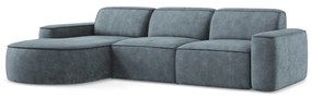 Sivomodrá ženilková rohová pohovka (ľavý roh/s leňoškou) Omao – Makamii