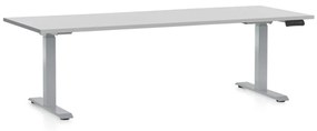 Výškovo nastaviteľný stôl OfficeTech D, 200 x 80 cm, sivá podnož, svetlo sivá