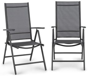 Almeria, skladacia stolička, sada 2 kusov, 56,5 x 107 x 68 cm, ComfortMesh, antracitová