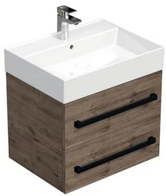 Kúpeľňová skrinka s čiernou úchytkou a umývadlom SAT Cube Way 60x53x46 cm dub Wellington mat CUBE46C602DWSAT, 1 ks