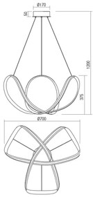 Redo 01-1784 - LED Luster na lanku NUCLEO LED/55W/230V biela