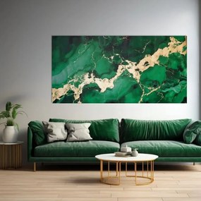 Zlatý dotyk na plátne Elegancia Smaragdového Mramoru