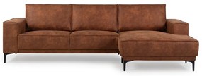 Koňakovohnedá rohová pohovka z imitácie kože (pravý roh) Copenhagen – Scandic