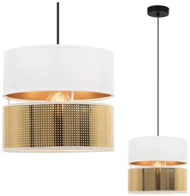 Závesné svietidlo Asti2, 1x PVC/biele textilné tienidlo, (fi 20cm), g, b