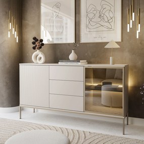 Komoda ADRIENNE s LED osvetlením , čierna matná + dub wotan