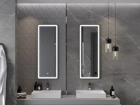 Mexen Coro podsvietené kúpeľňové zrkadlo 45 x 120 cm, LED 6000K, proti zahmlievaniu, čierny rám - 9817-045-120-611-70