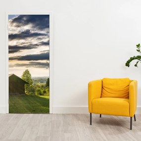 Fototapeta na dvere - Lesná chata (95x205cm)
