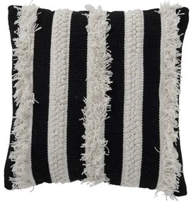 Čierno-biely pruhovaný vankúš so strapcami Monochrome - 45 * 45 cm