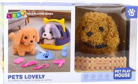 LEAN Toys Interaktívny plyšový pes pudel chodí a šteká s prepravkou