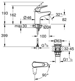 GROHE 24323001 - Umývadlová batéria SWIFT DN 15 lesklý chróm