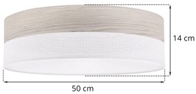 Stropné svietidlo Wood, 1x svetlobéžová dubová dýha/biele PVC tienidlo, (biele plexisklo), (fi 50cm)