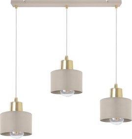 Závesné svietidlo Panta, 3x béžové kovové tienidlo, g