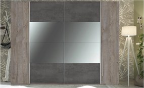 Sconto Šatníková skriňa s kombinovanými dverami MERWIN dekor dub/antracitová