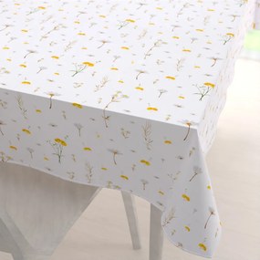 Biante Bavlnený obdĺžnikový obrus Sandra SA-497 Žlté bylinky na bielom 140x180 cm