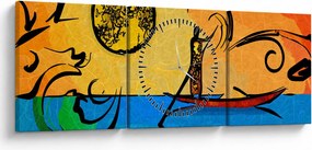 Obraz starovekej maľby (s hodinami) (90x30 cm)