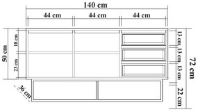 Dizajnová komoda Aasimah 140 cm vzor orech