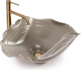 Rea Handmade Art, keramické umývadlo na dosku 530x380x220 mm, béžová-hnedá, REA-U6327