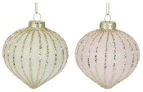 Sada 12 ks skleněných vánočních baněk CHRUMKI stříbrná/zlatá