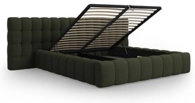 Zelená čalúnená dvojlôžková posteľ s úložným priestorom a roštom 180x200 cm Mamaia – Micadoni Home