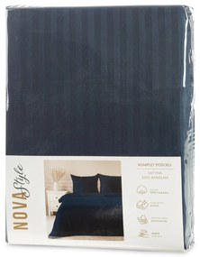 SATÉNOVÉ OBLIEČKY VERA 200X220 CM, 2 KS 70X80 CM TMAVOMODRÉ