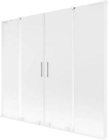 Mexen Velar L Duo, 2-krídlová posuvná vaňová zástena 170 x 150 cm, 8mm sklo námraza, biela matná, 896-170-003-32-20