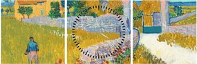 Obraz - Vincent van Gogh, Farmhouse in Provence, reprodukcia (s hodinami) (90x30 cm)