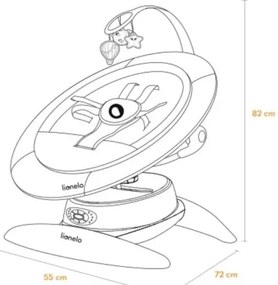 Lionelo - Detské húpacie lehátko s melódiou MELL Grey Stone 4xAA + diaľkové ovládanie