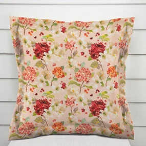 Biante Dekoračná obliečka na vankúš s lemom PML-091 Hortenzie a ľalie na ružovom 45 x 45 cm