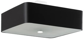 Stropné svietidlo Lokko, 1x čierne textilné tienidlo, (biele sklo), (45 cm)