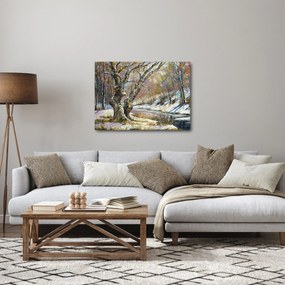 Obraz maľovanej zimnej krajiny (70x50 cm)