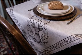 Tablecloth ? 170 Cm Beige Cotton Deer Round Table Cloth - 170,00 cm