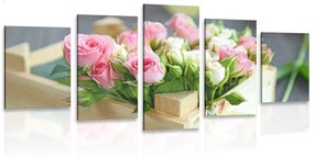 5-dielny obraz nežná kvetinová kompozícia - 100x50