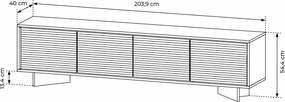 TV STOLÍK GALLIANO DUB BOLIVAR + CAPPUCCINO LED 204 cm