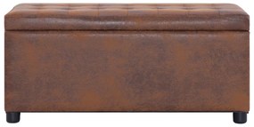vidaXL Taburetka s úložným priestorom 87,5 cm, hnedá, umelý semiš