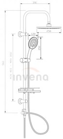 Invena Corso, sprchový stĺp s poličkou, chrómová, INV-AU-23-001-C