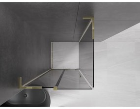 Mexen Velar L, sprchový kút s posuvnými dverami 110 x 110 cm, 8mm šedé sklo, zlatá lesklá, 871-110-110-43-50