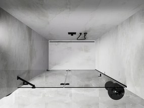 Mexen, Mexen Lunar ľavé výklopné sprchové dvere 135 cm, transparentné, čierne - 834-135-000-70-00-L
