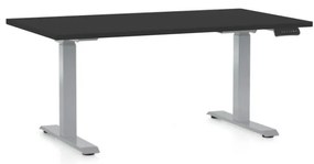 Výškovo nastaviteľný stôl OfficeTech D, 140 x 80 cm, sivá podnož, čierna