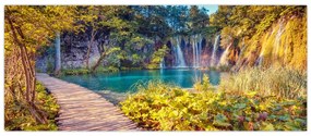 Obraz - Plitvické jazerá, Chorvátsko (120x50 cm)