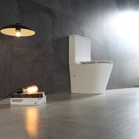 Cerano Carlito, WC kombi Rimless 610x365x850 mm, spodný/zadný odpad + UF toaletné sedátko, biela lesklá, CER-CER-417383