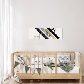 Obraz - Geometrické tvary N⁰5 (s hodinami) (90x30 cm)