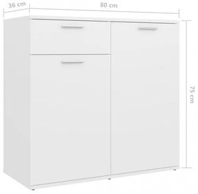 vidaXL Komoda biela 80x36x75 cm drevotrieska-