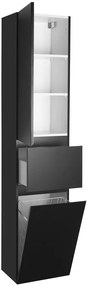 Aqualine Aqualine, ALTAIR vysoká skrinka s košom 40x184x31cm, čierna mat, ľavá, AI685L