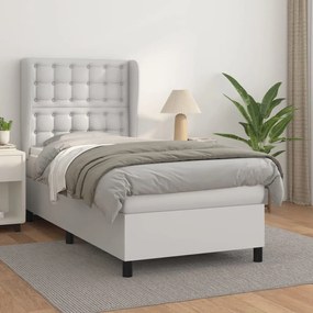 Boxspring posteľ s matracom biela 90x200 cm umelá koža 3129010