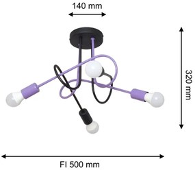 Prisadený luster OXFORD 4xE27/15W/230V čierna/fialová