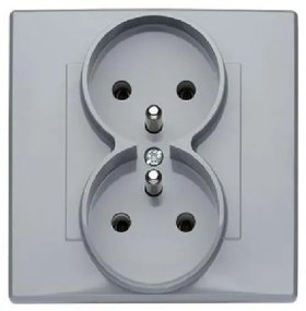 GP-2LZP Dvojitá uzemnená zásuvka s uzávermi pre prúdové cesty popolavý