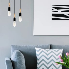 Luster na lanku SIMON 3xE27/60W/230V čierna