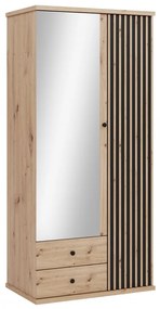 Šatníková skriňa so zrkadlom Sigeren SG25, Farby:: dub artisan / dub artisan + čierna